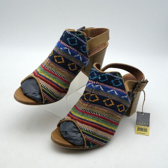 NEW ROPER Women's 8.5 Mika Aztec Tapestry Southwest Sling Back Heel - Picture 2 of 10
